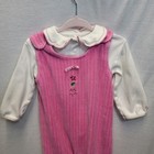 Vintage Oshkosh Baby Bgosh Pink Corded Velveteen Jumper Romper 6-9mo  90s Girl 