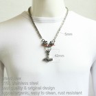 Handmade Men Stainless Steel Wolf Head Thors Hammer Viking King s Chain Necklace