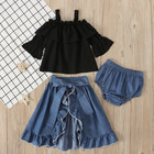 3pcs Newborn Baby Girl Outfits Clothes Dress Jumpsuit Bodysuit  Shorts Set