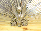 Vintage Shell Folding Fan Fireplace Screen Collapsible Peacock Gargoyle Silver