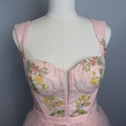 Pink Tulle Mini Dress Fairycore Lace-up Corset Romantic Embroidered Floral Sz 8