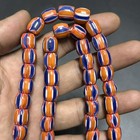 Vintage Venetian Chevron Glass Bead Necklace Old African Trade Beads