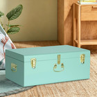Large Metal Trunk Decorative Storage Box College Dorm Chest With Handle