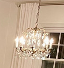 Antique French Motif - Spain Chandelier Brass Zinc   Crystal 8 Light Lamp- Heavy