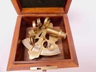 Vintage Reproduction Brass Nautical Sextant In Wood Box Nauticalia London