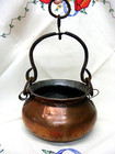 Vintage Copper 2 Quart Pot Dovetail Cauldron Hand Forged Bail Handle