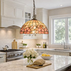 Vintage Shell Glass Flower Pendant Lamp 12in Dome Ceiling Light Handmade Kitchen