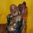                  Vintage Chinese Foochow Lacquer Figure - Laughing Buddha - Wealth Ball