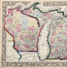 1864  Michigan - Wisconsin  Map  Original   14x11 5  Mitchell Upper Peninsula