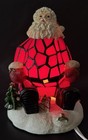 Vintage Tiffany Style Stained Glass Santa Claus Christmas Accent Lamp