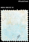 India 1855 Sc 10 Queen Victoria Rose On Blue Glazed Paper 8a Used Good