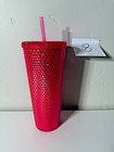 Starbucks Hot Pink Studded Plastic Tumbler Cold Cup Limited Edition New