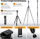 Camera Tripod  67 Inch 172cm Aluminum Travel Tripod   Monopod With 360  ball Head