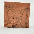 Vintage Steam Train Engine Terracotta Brick Sculpture Railroad Folk Art Decor