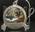  john Deere M Tractor 1999 Hand Painted Pewter Christmas Ornament 4th Church Jd
