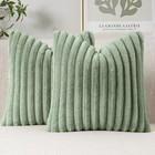  Faux Fur Decorative Throw Pillow Covers 18  X 18   pack Of 2  2 Sage Green