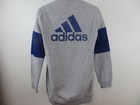 Adidas Mens Sz L Gray Blue Color Block Crewneck Logo Sweat Shirt  Fleece Lined 