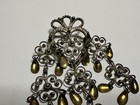  Large Vintage K i s  Sterling Silver Norwegian Crown Heart Solje Dangle Brooch