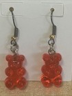 Translucent Red Gummy Bear Dangle Earrings Made From Resin