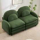 Teddy Fabric Soft Cloud-like Loveseat Sofa curved Backrest And Armrest