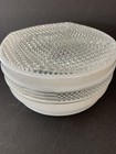 Vtg Optic Clear   White Glass Drum Ceiling Light Shade Fixture 5 7 8   fitter