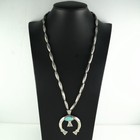Native American Sterling Silver Blue Turquoise Sandcast  Naja Necklace