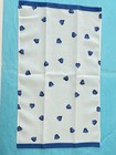 Vintage D  Porthault Flax Linen Guest Hand Towels Set Of 3 Blue Coeurs Hearts