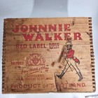 Johnnie Walker Red Label Wood Crate Advertising Box Brown Whisky Scotland Vtg