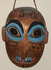 Antique Nwc Frog Indian Mask Northwest Coast Carved Cedar Polychrome Painted