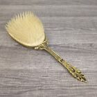 Vintage Gold Tone Metal Hair Brush Victorian Ornate Flower Handheld 10 Inches