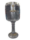 Medieval Shield And Sword Knights Goblet Cold Cast Resin Hand Painted Chalice