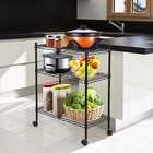 3-shelf Heavy Duty Storage Shelving Unit Steel Organizer Wire Rack W wheel Black
