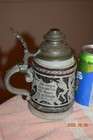 Antique Salt Glazed German Beer Stein  Devils  Rams  Anti-semitic  Circa 1900