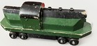 Vtg Handmade Primitive Folk Art Heavy Wooden Train Locomotive 14    Rolling Toy