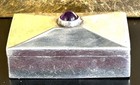 Vintage Hinged Sterling Silver Pill Snuff Box Mexico Amethyst Cabochon