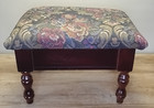 Vintage Floral Upholstered Foot Stool Ottoman Oak Padded Hinged Top Storage
