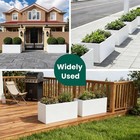 White Steel Planter Outdoor Large Planter Metal Planter Box For Porch Patio Yard