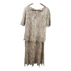 Soulmates Silk Handcrafted Lace 2 Piece Dress Set Champagne Gold Womens Medium