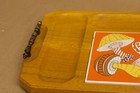 Vintage Mid-century Serving Tray Retro Orange Yellow Mushroom Tile Metal Handles