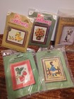 Vtg Mini Stitchery Kit Lot Of 8 Bucilla Saysews Crewel Embroidery Stamped Framed