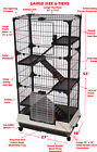 X-large Indoor 5-levels Rolling Cage Rabbit Hutch Guinea Pig House Ferret Kitten