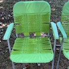 Lot Of 2 Vintage Vinyl Tube Folding Lawn Chair Aluminum Frame Green