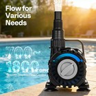Submersible Pond Pump Waterfall Fountain Pump 700-1800gph Adjustable Flow Ipx8