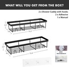 Moforoco Black Adhesive Shower Caddy Shelf - No-drill Bathroom Wall Organizer