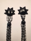 Victorian 19th C Star Pattern Black Jet Bead Tassel Pair For Dress Trim