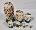 Vintage Wood Burned 7 Piece Russian Wooden Nesting Dolls Matryoshka Hand Painted