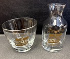 Vintage United Airlines Glass Beverage Carafe   Cocktail Rocks Glasses Set Gold