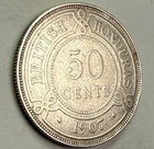 1907 British Honduras 50 Cents  925 Silver Very Scarce 19 000 Minted