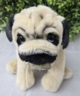 Fao Schwarz Pug Plush Stuffed Animal Dog 11  Realistic Tan Black Red Collar