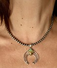 Sterling Silver Navajo Style Pearl Royston Turquoise Naja Necklace 2 Piece Sw